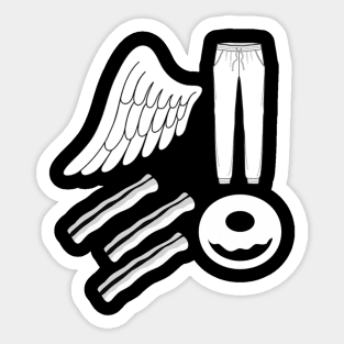 Angel Pants Bacon Donut (black) Sticker